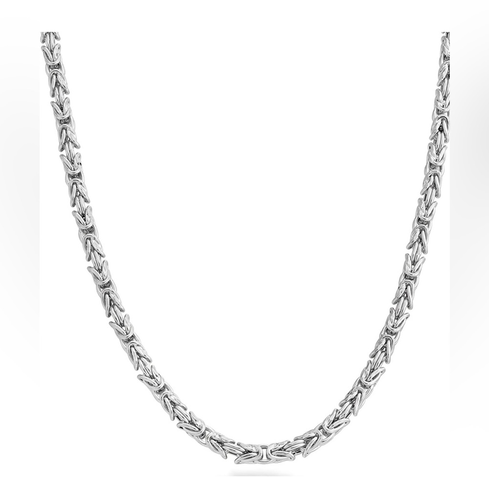 24in Miabella 925 Sterling Silver Italian 4.5mm Round Byzantine Chain Necklace